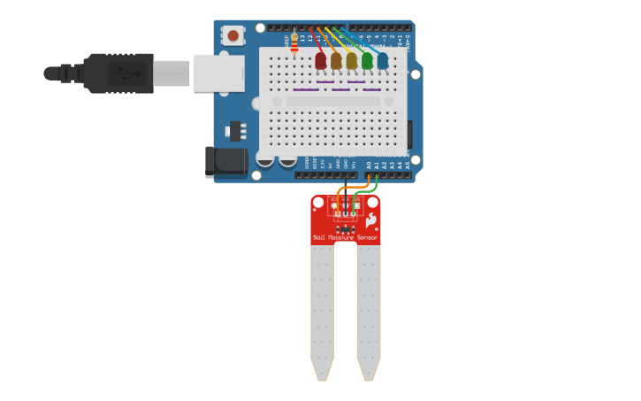 Circuit design Soil Moisture Sensor Arduino Uno - Tinkercad