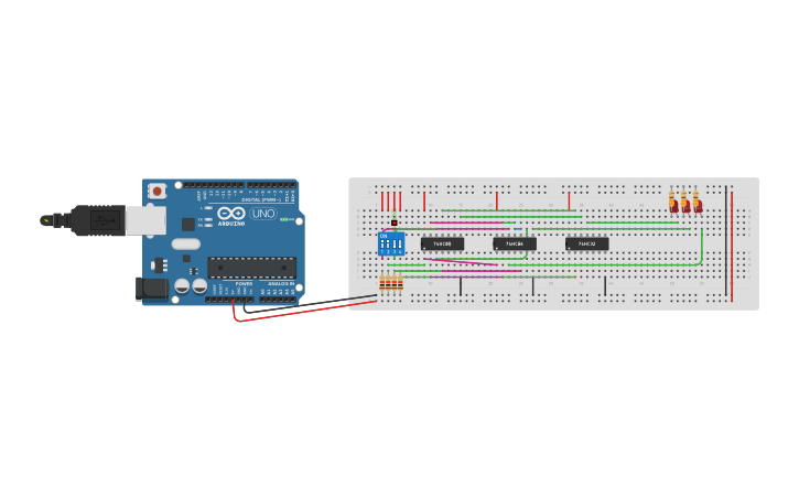 Circuit design 2-Bit Adder - Tinkercad