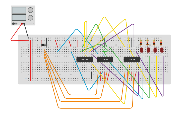 Circuit design Synchronous counter - Tinkercad