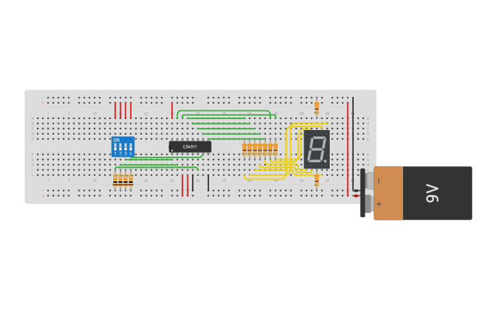 Circuit design circuito cd4511 con display de 7 seg. - Tinkercad
