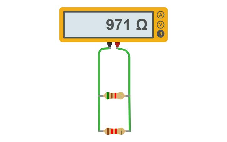 Circuit design 2 Resistors in parallel - Tinkercad