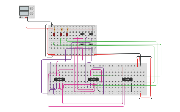 Circuit design 2bit adder - Tinkercad