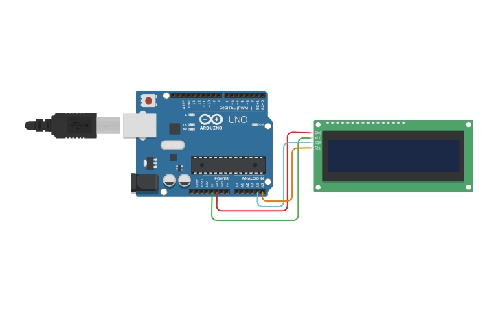 Circuit design LCD ekran - Tinkercad