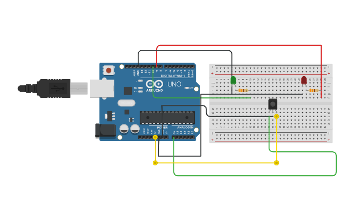 Circuit design IR Sensor - Tinkercad
