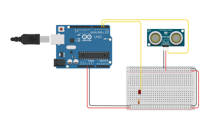 Circuit design Encender led con sensor - Tinkercad