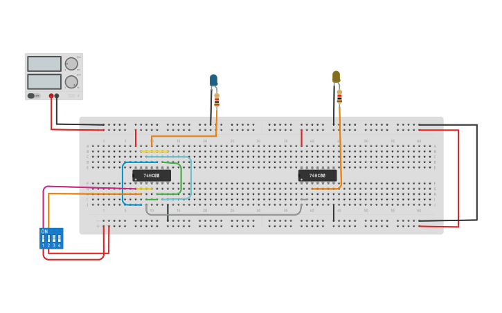 Circuit design Half Adder Using Universal Gates - Tinkercad
