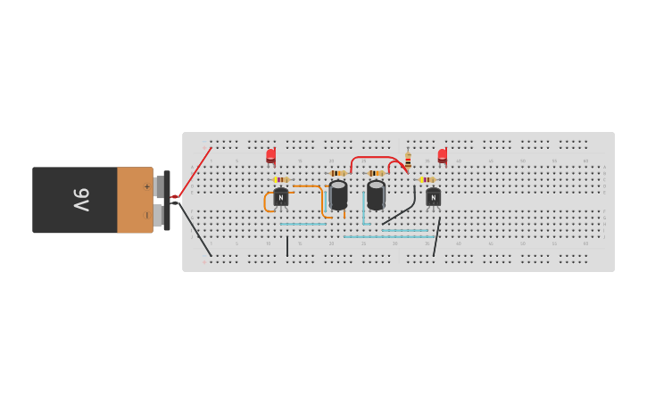 Circuit design Dual LED Flashing Light - Tinkercad