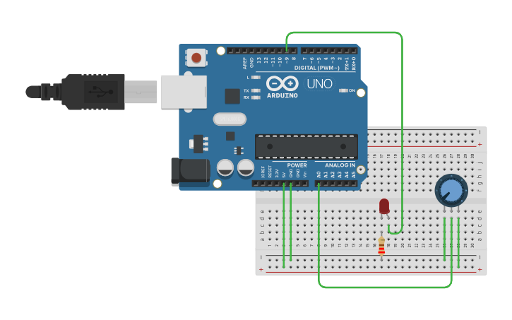 Circuit design Pulse Width Modulation (PWM) - Tinkercad