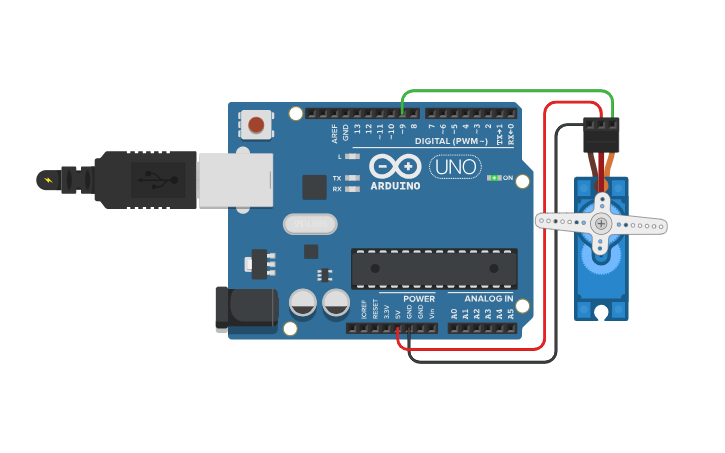 Circuit design Fish Feeder Arduino - Tinkercad
