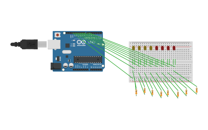 Circuit design Multiple LEDs - Tinkercad