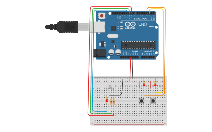 Circuit design 7 lights - Tinkercad