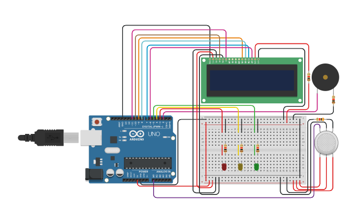 Circuit design GAS DETECTION - Tinkercad