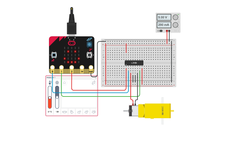 Circuit design Week 10 LM293 (varying speed) - Tinkercad