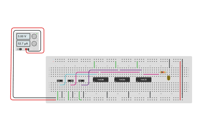 Circuit design Combinational Logic Breadboarding design - Tinkercad