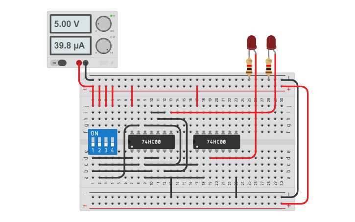 Circuit design Half Adder using NAND Gate only - Tinkercad