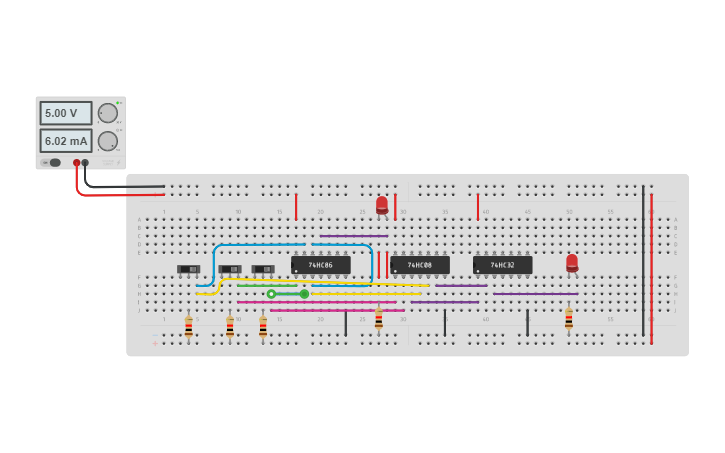 Circuit design full adder - Tinkercad