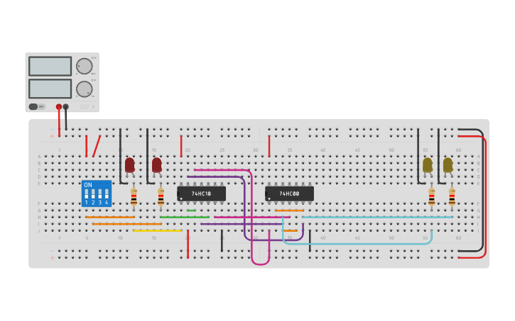 Circuit design JK Flip Flop - Tinkercad