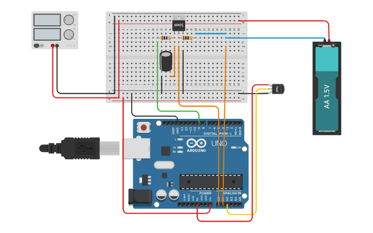 Circuit design Arduino Battery Charger - Tinkercad