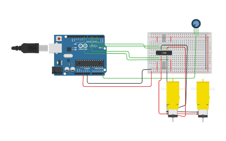 Circuit design Steering control - Tinkercad
