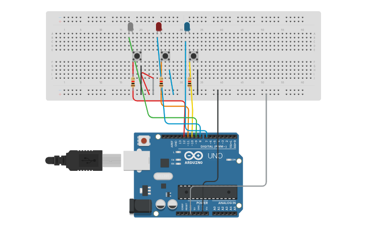 Circuit design led con botones - Tinkercad