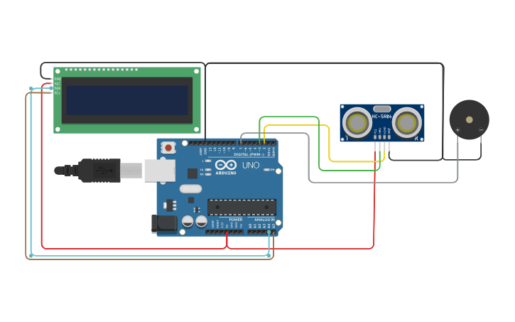 Circuit design Proximity Alert System - Tinkercad