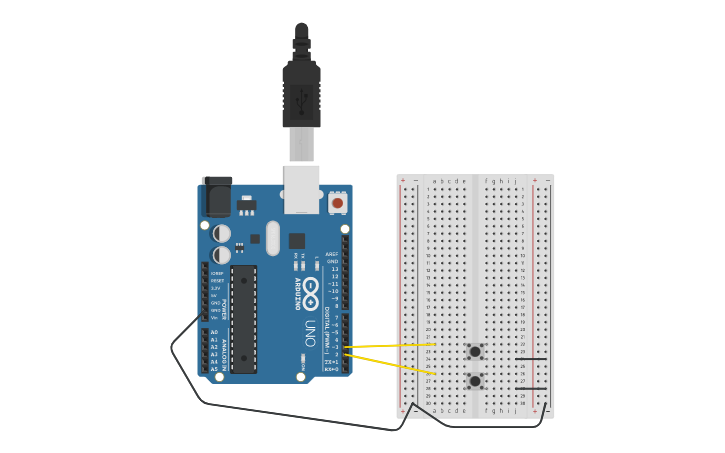 Circuit design counter with arduino interrupts - Tinkercad