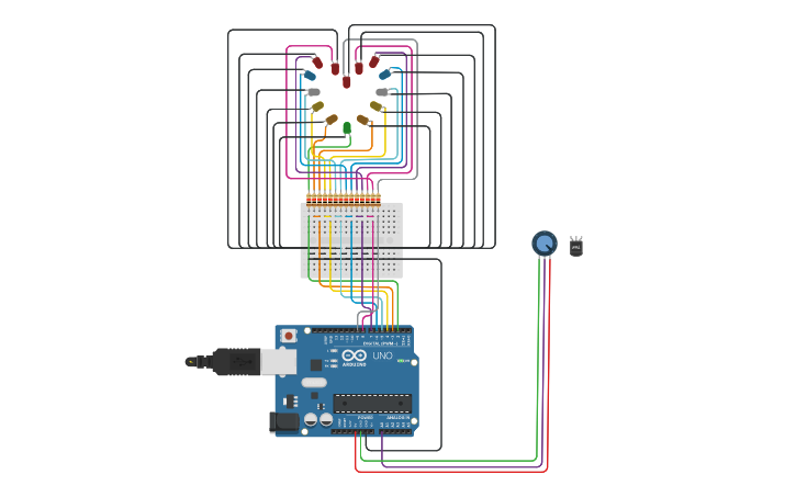 Circuit design love meter - Tinkercad