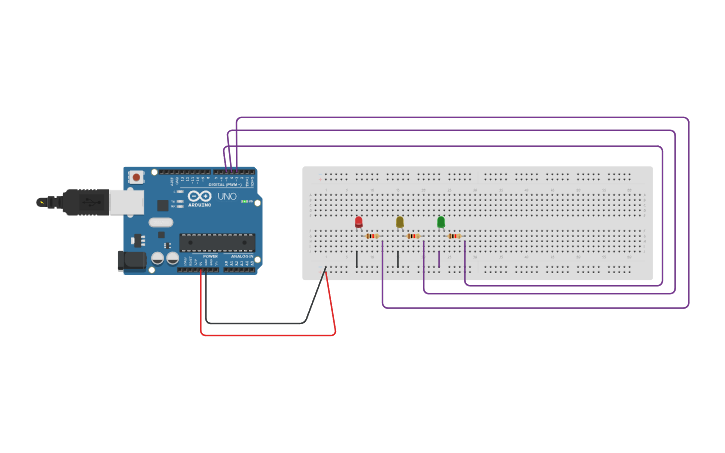 Circuit design Stop light - Tinkercad