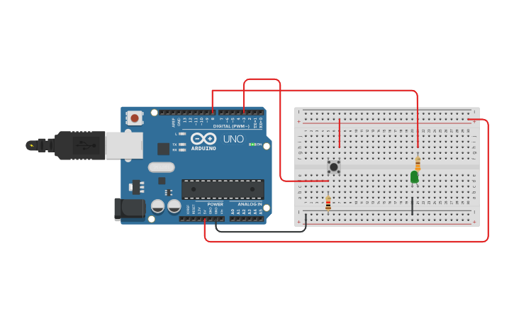 Circuit design LED pulsador - Tinkercad