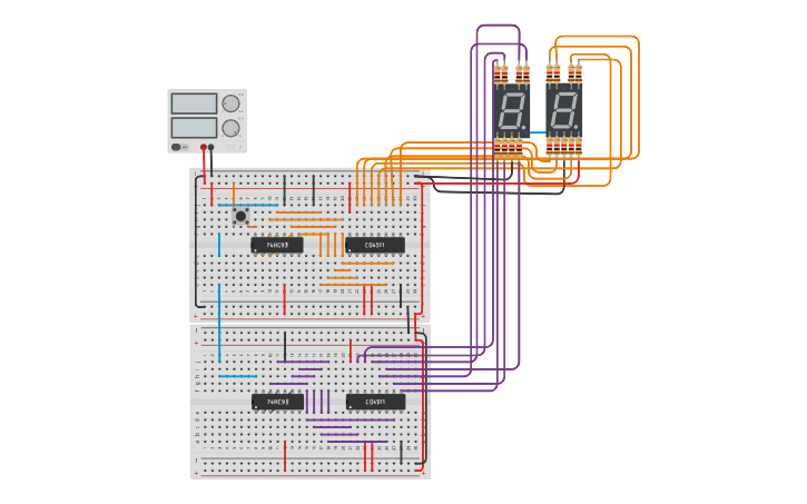 Circuit design 7 SEGMANT UP COUNTER - Tinkercad