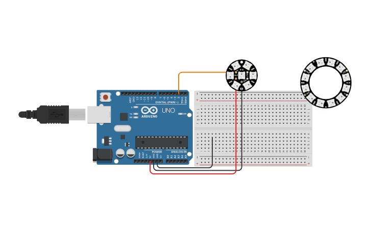 Circuit design neo neo pixel - Tinkercad