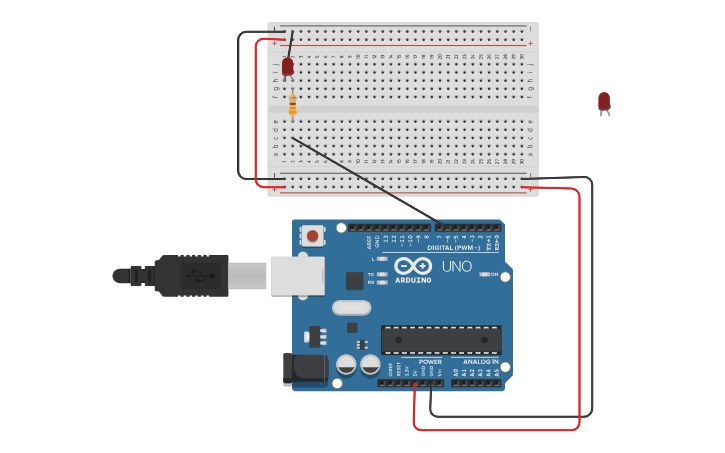 Circuit design EX 1.1 Blinking Led - Tinkercad