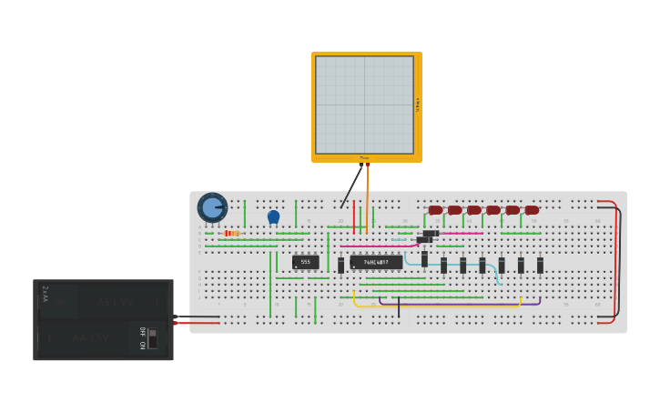 Circuit design Knight Rider - Tinkercad