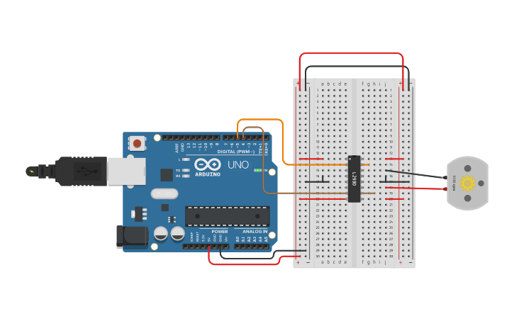 Circuit design motor driver - Tinkercad