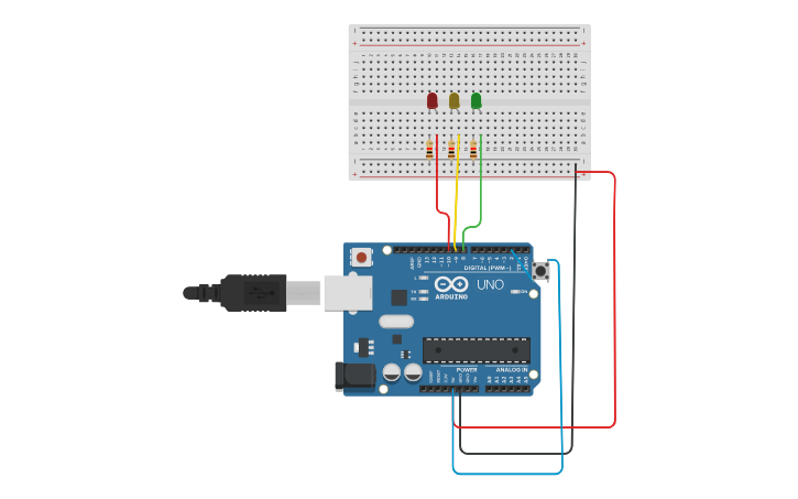 Circuit design traffic light - Tinkercad