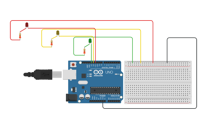 Circuit design KUMAR CHINTAK AUTOMATIC TRAFFIC LIGHT CONTROL - Tinkercad