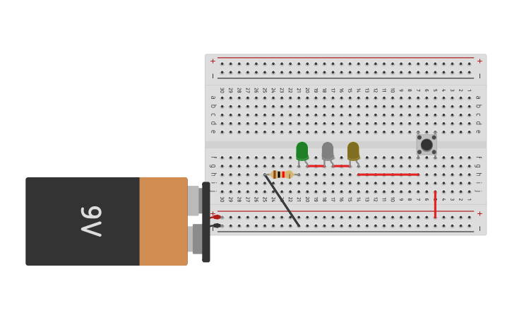 Circuit design 3 LED slide switch - Tinkercad