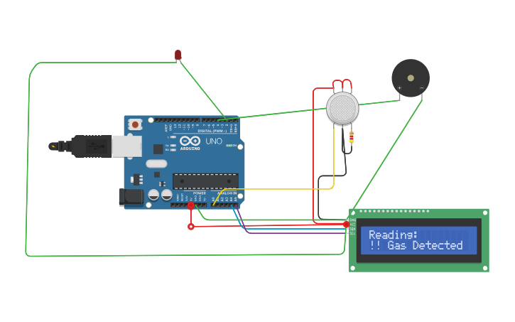 Circuit design Gas Sensor - Tinkercad