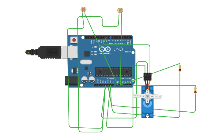 Circuit design Servo-Based Solar Trackerm-11 - Tinkercad