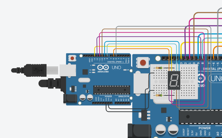 Circuit design Copy of Arduino 7 segment display - Tinkercad