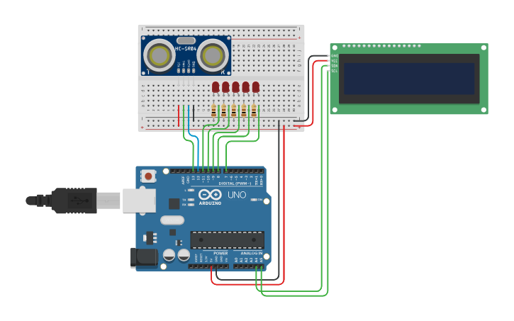 Circuit design Depth-Sensor - Tinkercad