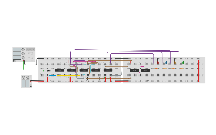 Circuit design Copy of 4 bit Up Down Synchronous Counter - Tinkercad