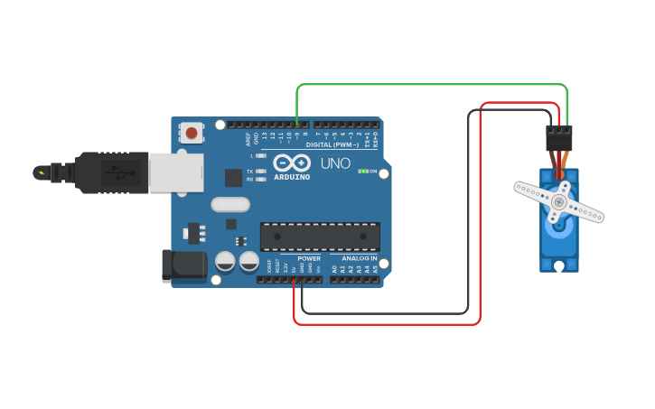 Circuit design servo motor control - Tinkercad