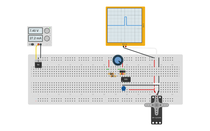 Circuit design 555 Timer RC Servo PWM driver 2 - Tinkercad