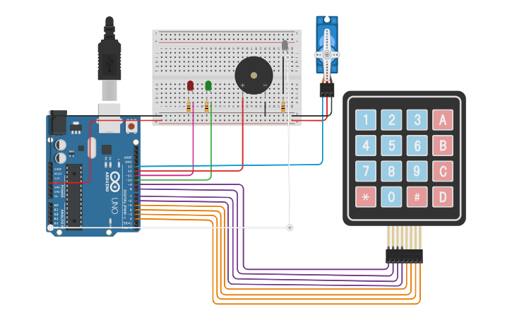 Circuit design Smart keypad lock - Tinkercad