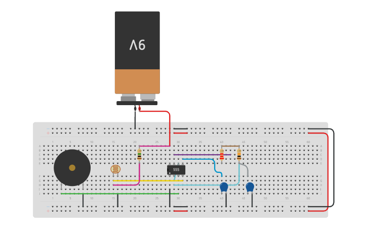 Circuit design Darkness Detector Project - Tinkercad