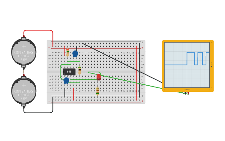 Circuit design Timer 555 - Tinkercad