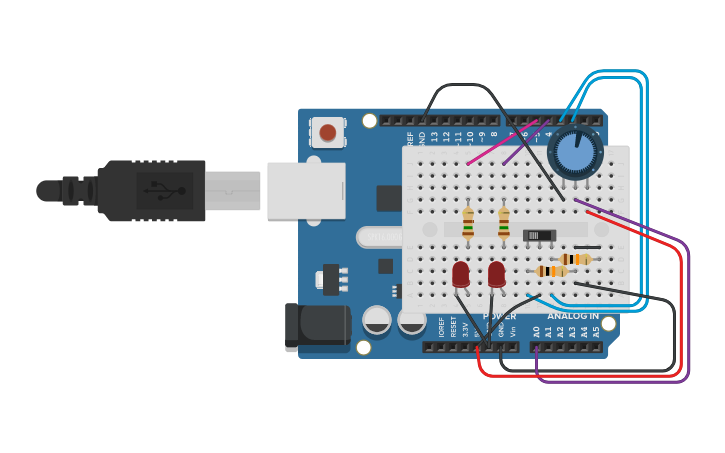 Circuit design Arduino Code Example - Tinkercad