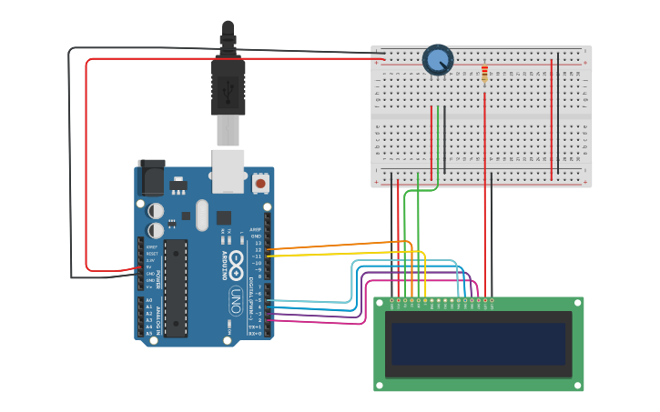 Circuit design LCD ekran kayan yazı - Tinkercad