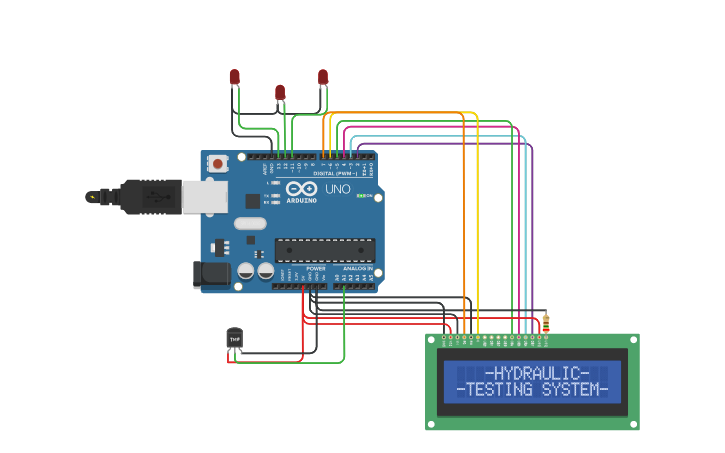 Circuit design projeto hydraulic testing system - Tinkercad